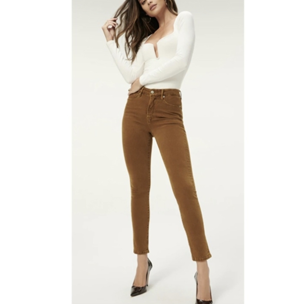 GOOD AMERICAN Good Waist Faux Suede Jeans Tabacco Sz.6/28